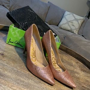 Rose gold glitter heels